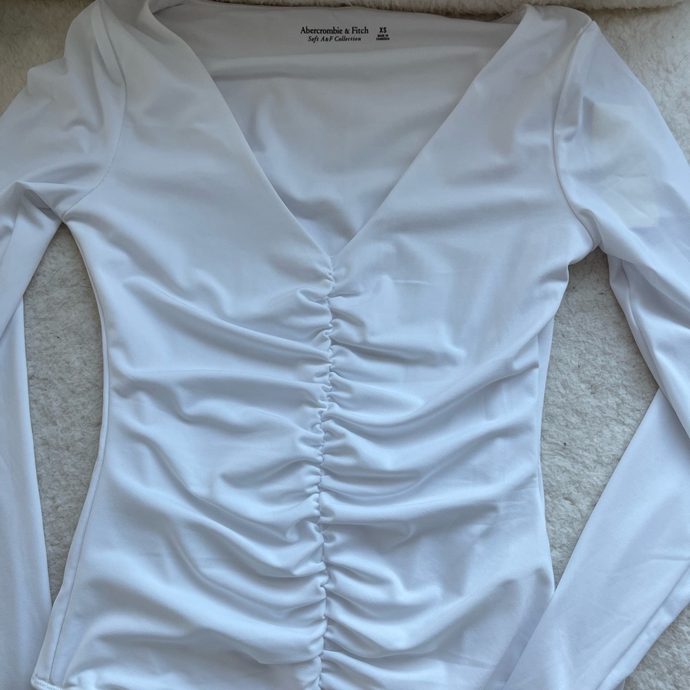 Abercrombie & Fitch White Ruched Top